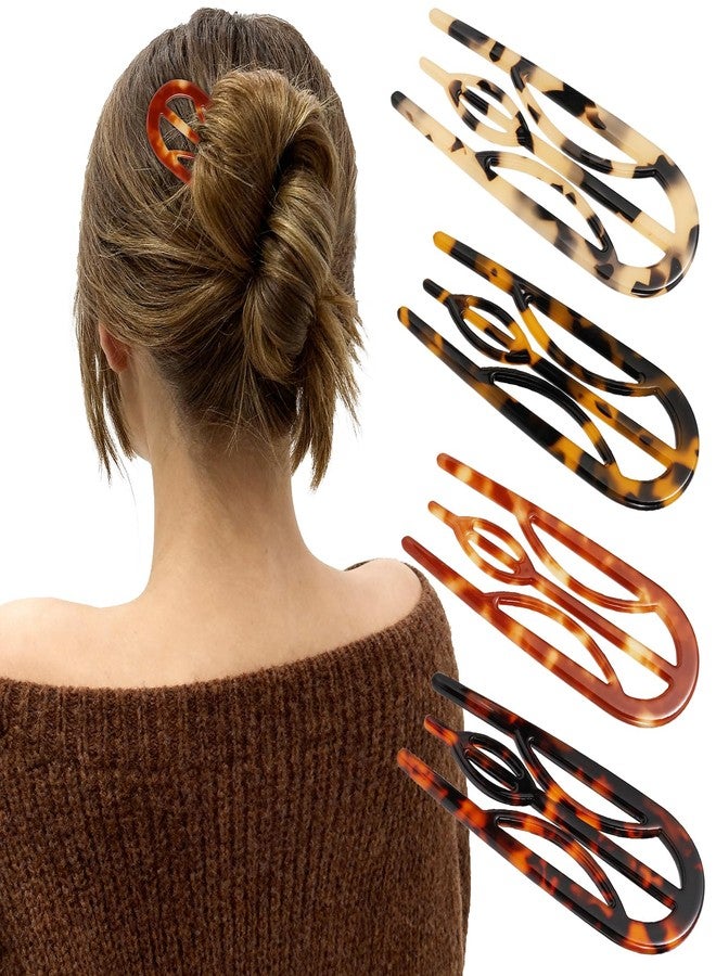 Glaudmeiss 4PCS Prestige French Hair Pins for Women - Tortoise Shell Recycled Hair Pin for Updos Chignons & Buns - Eco-Friendly Acetate French Twist Pin, Elegant Styling for All Hair Types - Image 1